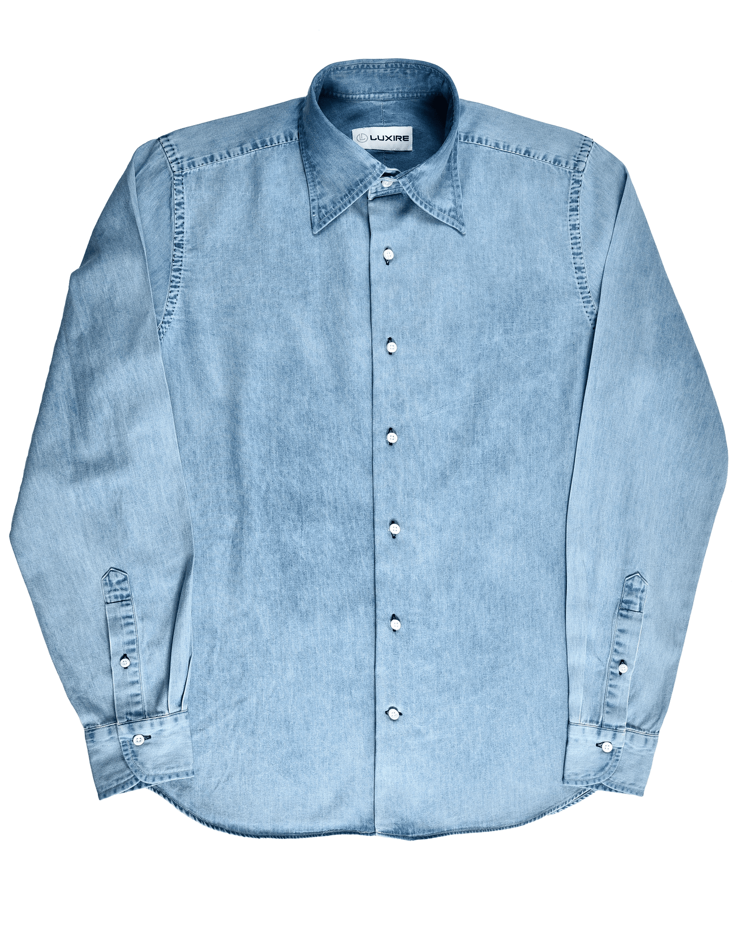 Hellblaues Chambray-Hemd aus Denim mit verwaschenem Muster