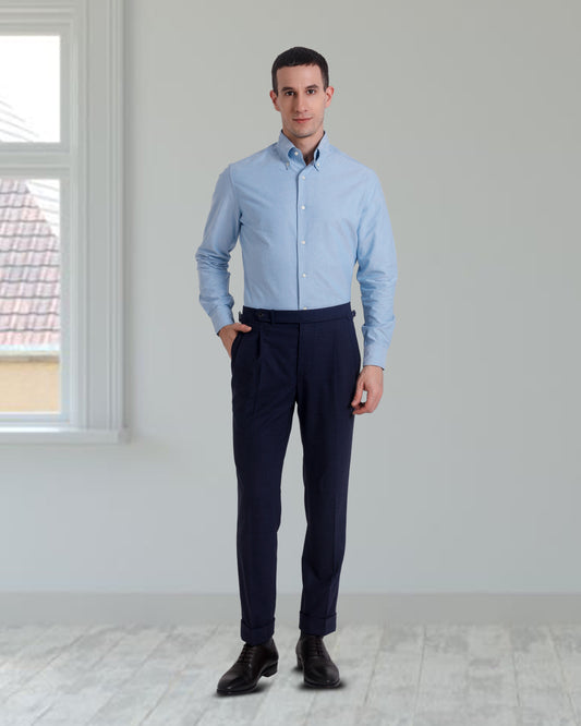 Plissierte Vitale Barberis Canonico – 4-fädige Tropenwolle: Dunkel-Indigoblaue Anzughose