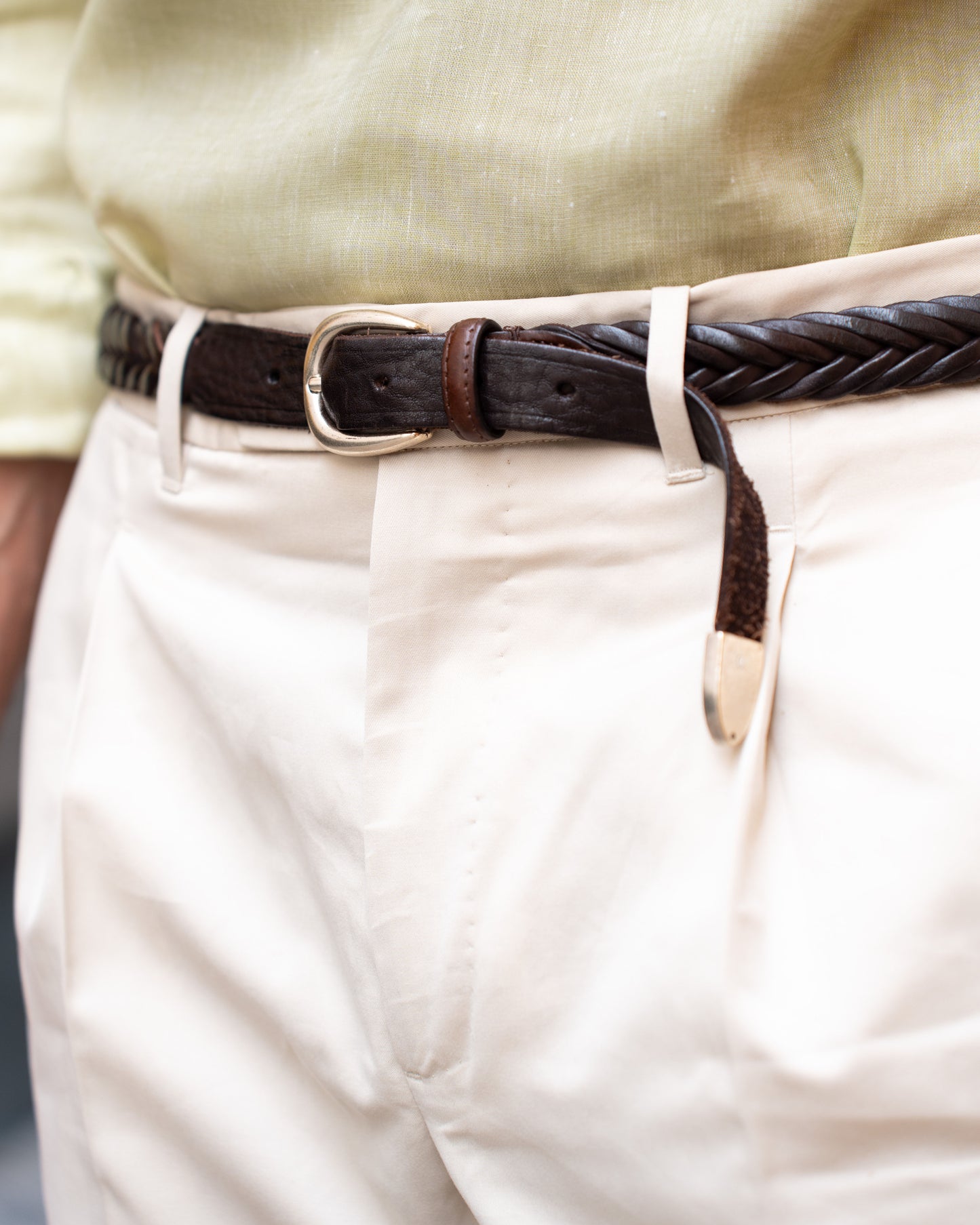 Plissierte Hose aus Baumwolltwill in Sandstein