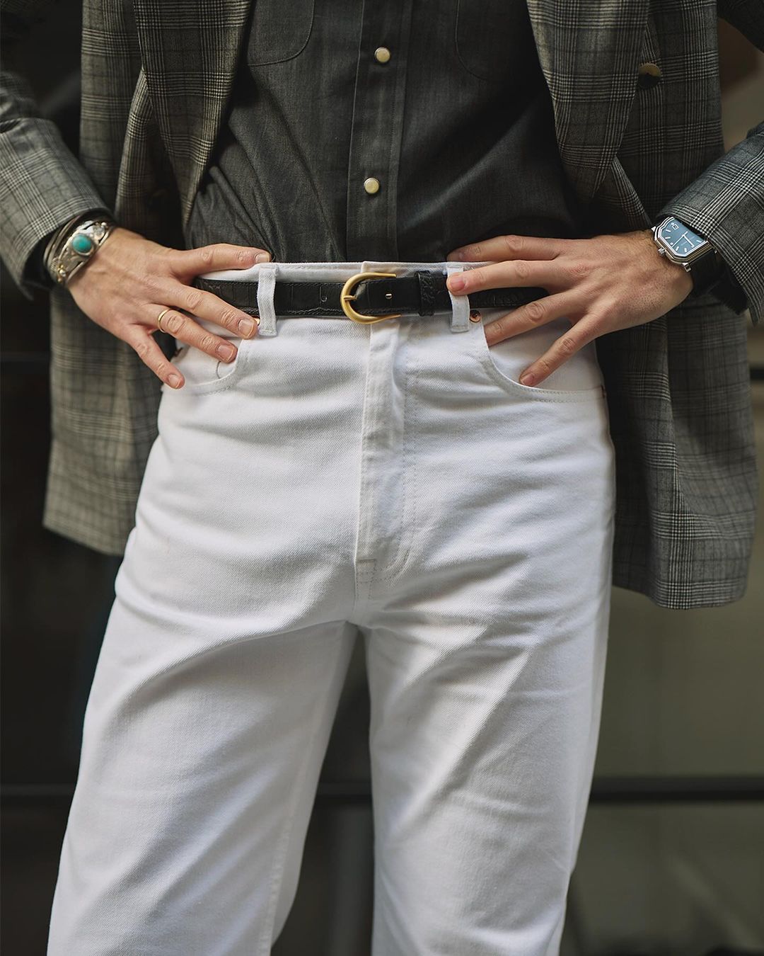 Weiße Jeans aus schwerem Twill