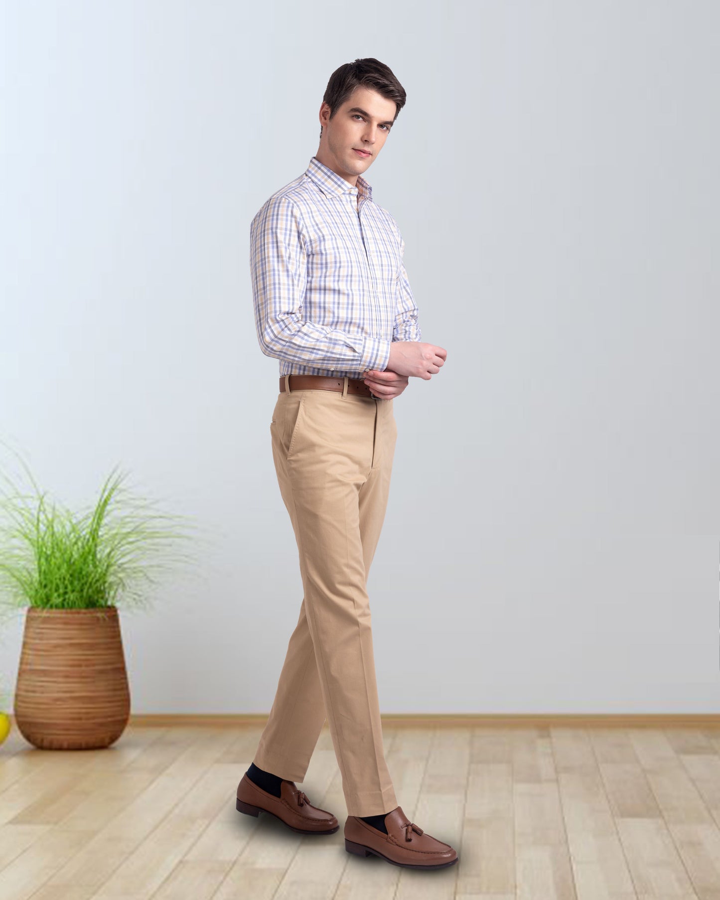 Country-Blau-Gelbes Tatersall-Hemd