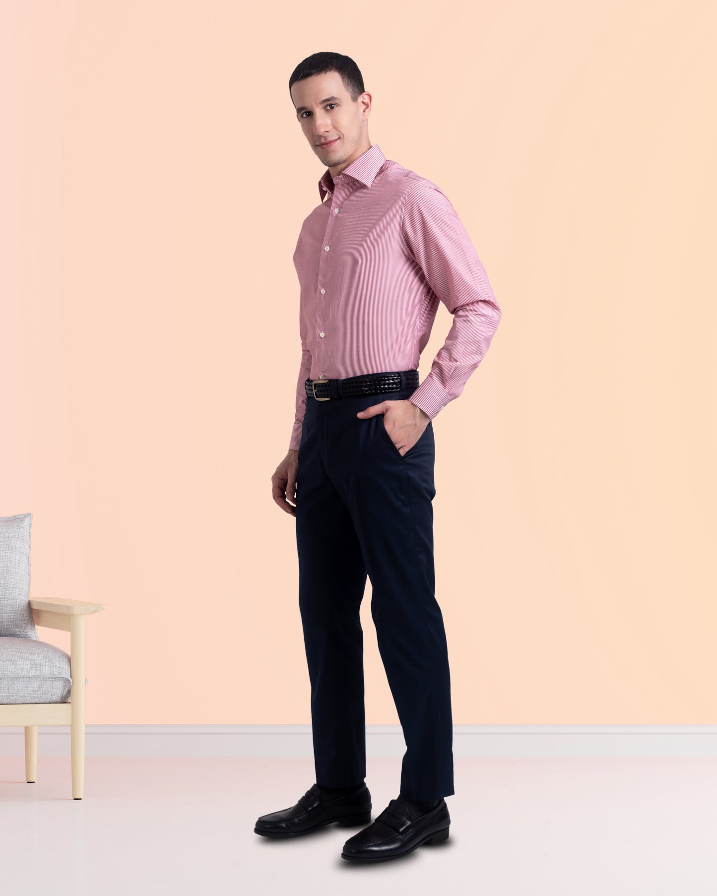 Dunkelmarinefarbene Anzughose aus Twill