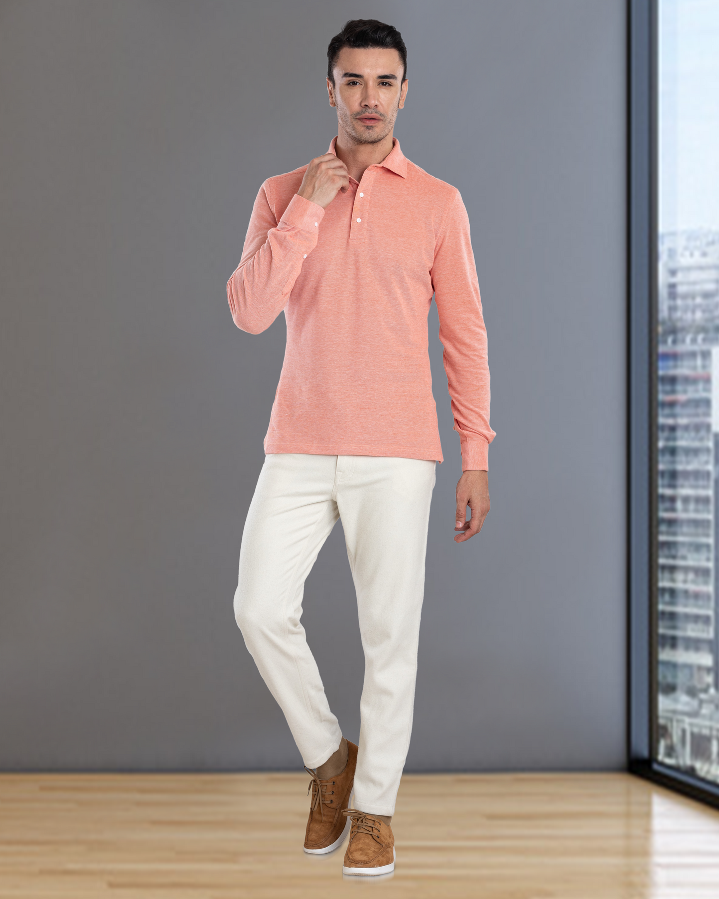 Cremefarbene Wolljeans