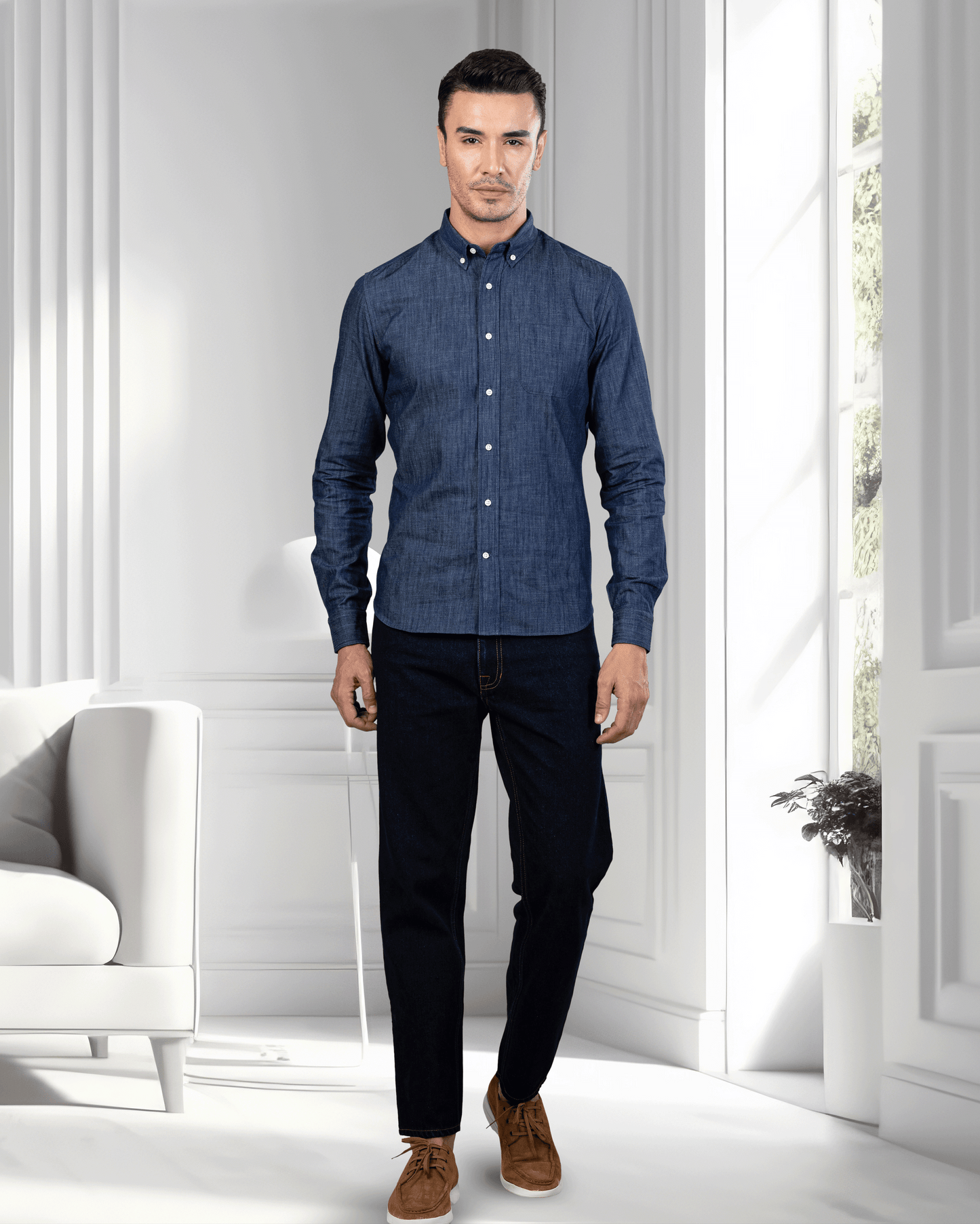 Fade Washed Dark Indigo Jeans