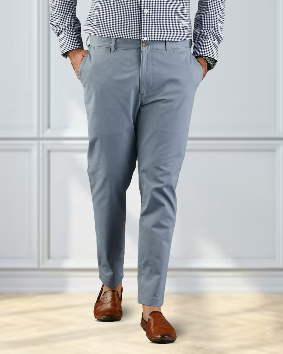 Genua-Chinohose in weichem Blaugrau