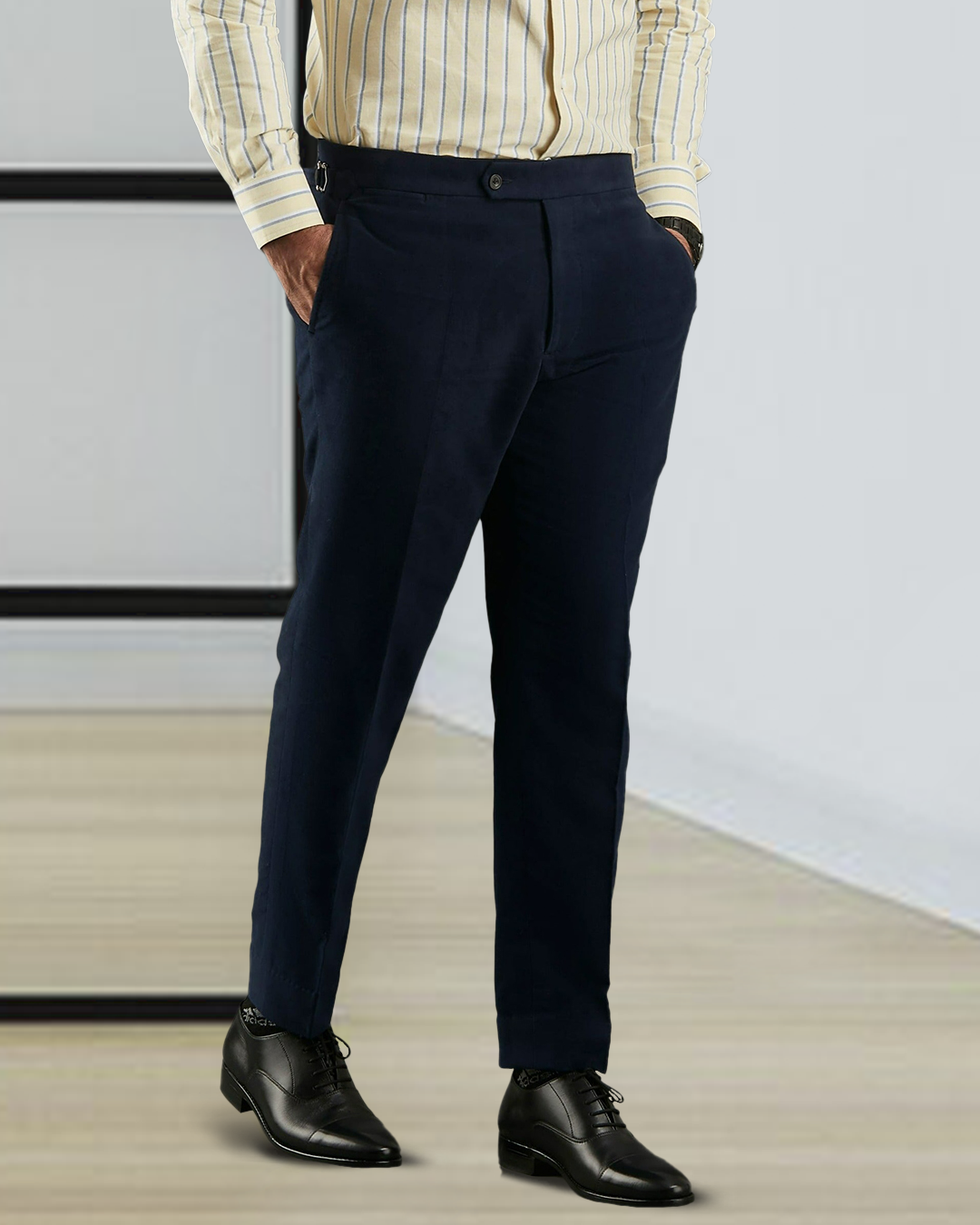 Zegna Dunkelblaue Cashco Moleskin-Kleiderhose