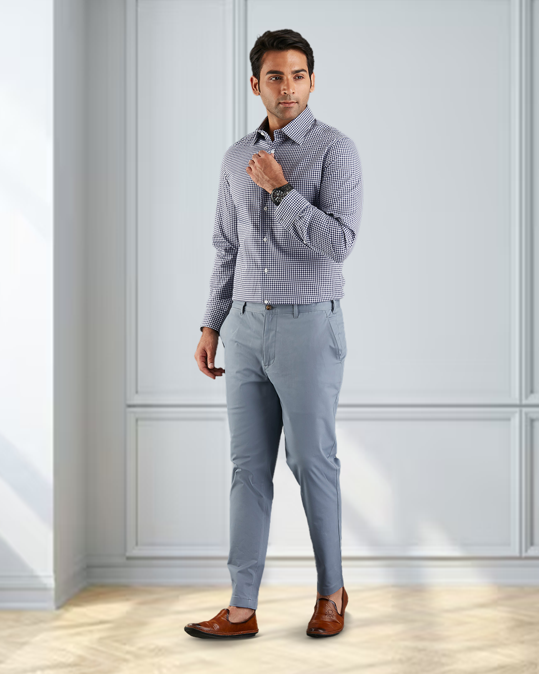 Genua-Chinohose in weichem Blaugrau