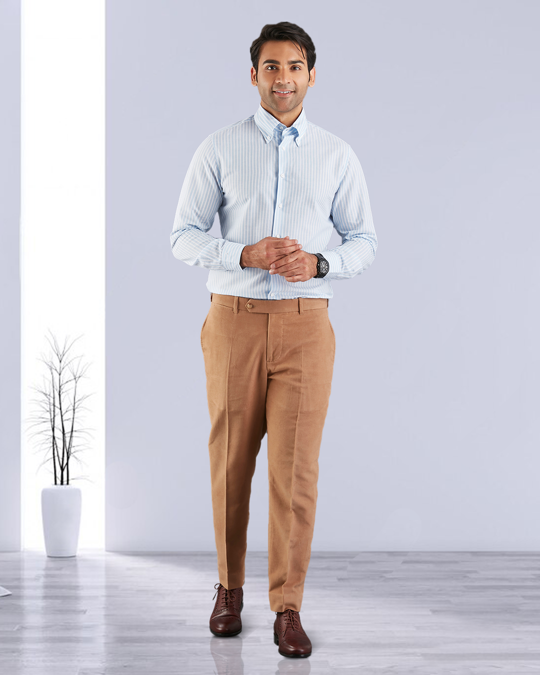 Zegna Camel Brown Cashco Moleskin Anzughose