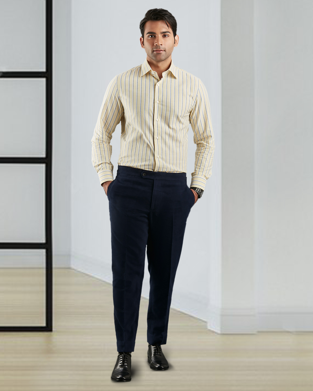 Zegna Dunkelblaue Cashco Moleskin-Kleiderhose
