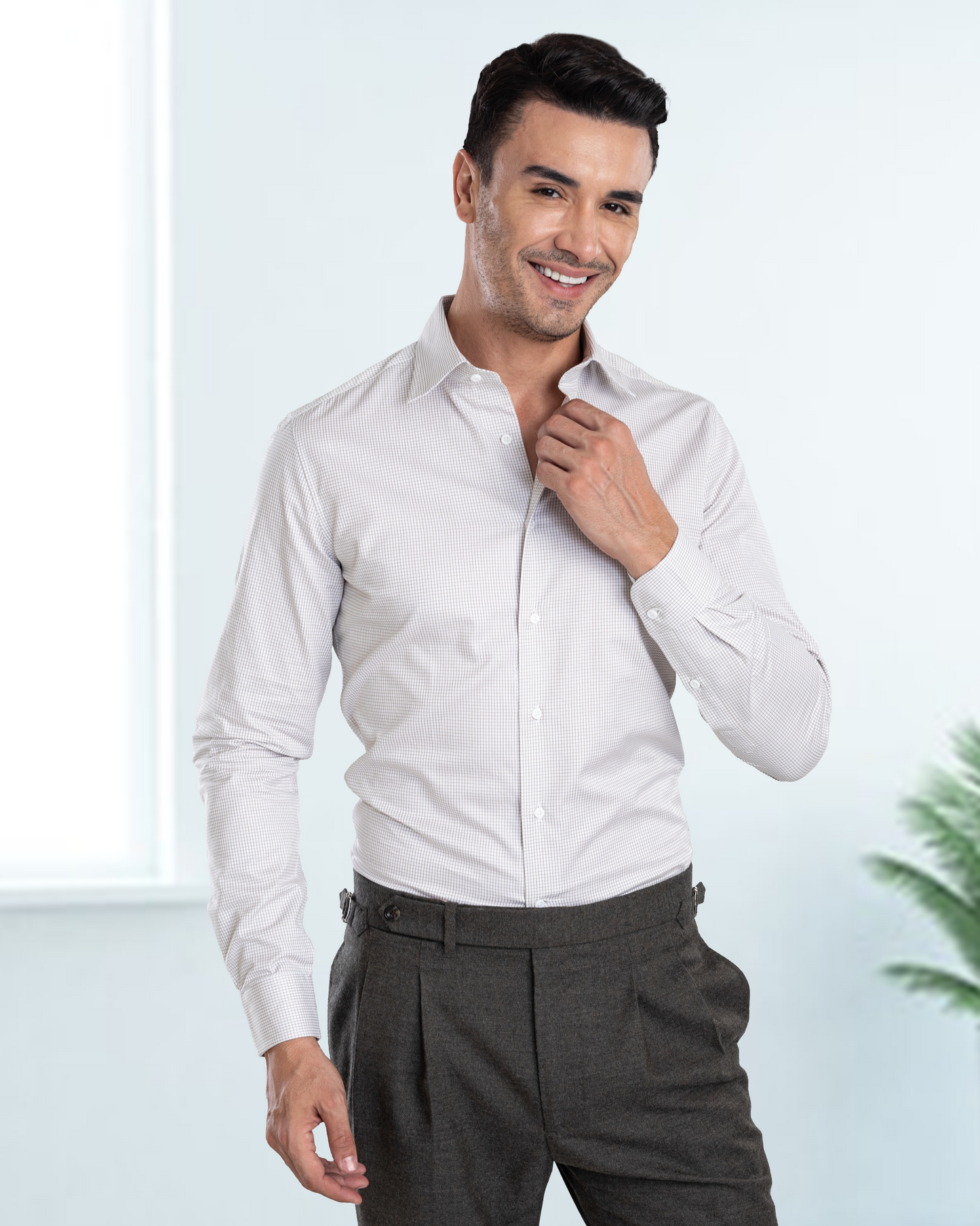 Dugdale olivgraue Anzughose aus Wollflanell