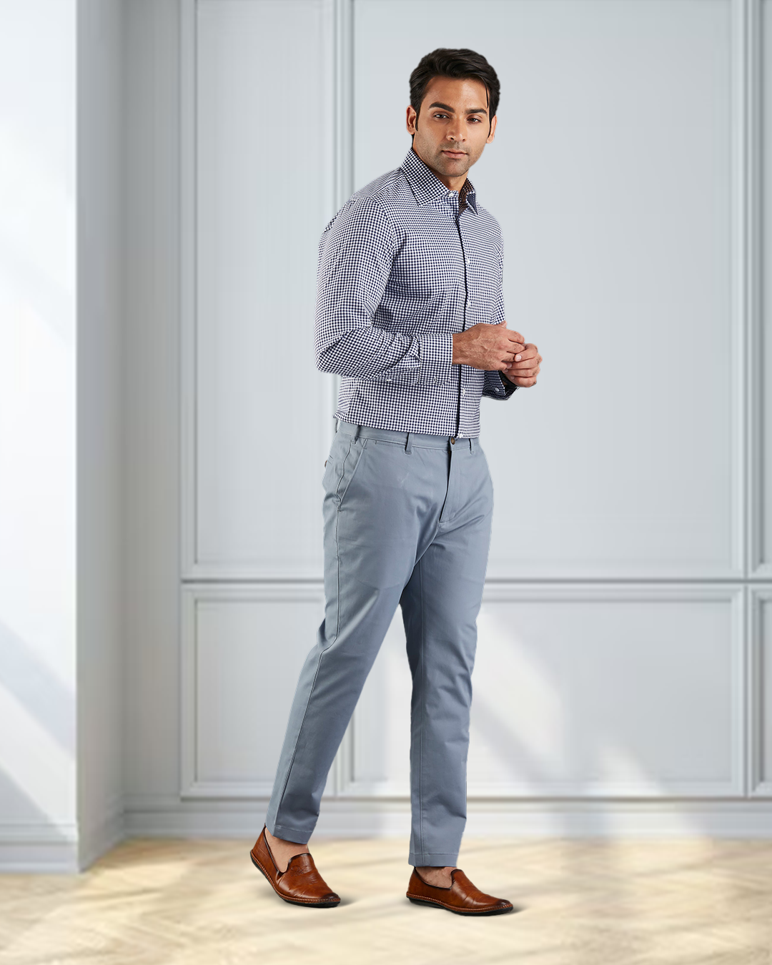 Genua-Chinohose in weichem Blaugrau