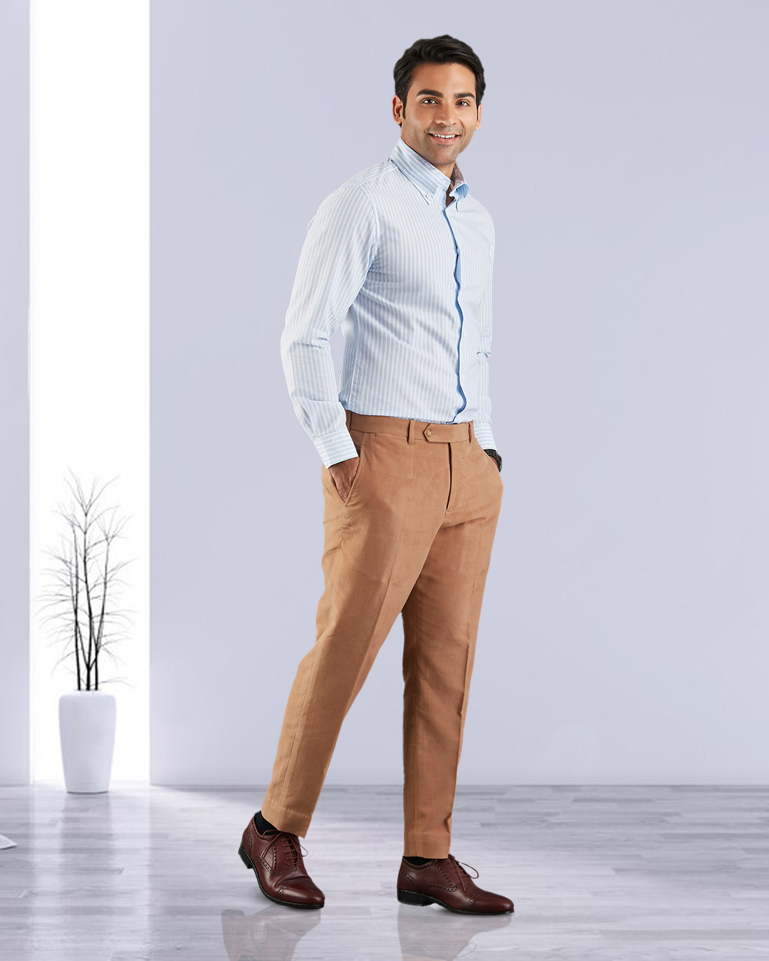 Zegna Camel Brown Cashco Moleskin Anzughose