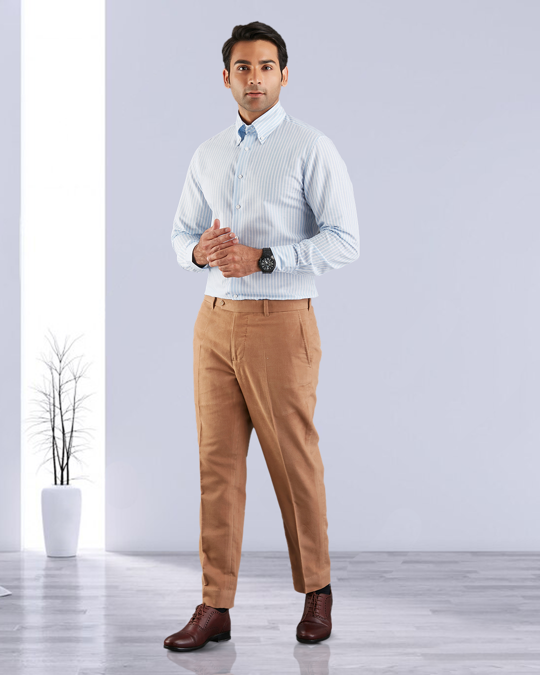 Zegna Camel Brown Cashco Moleskin Anzughose