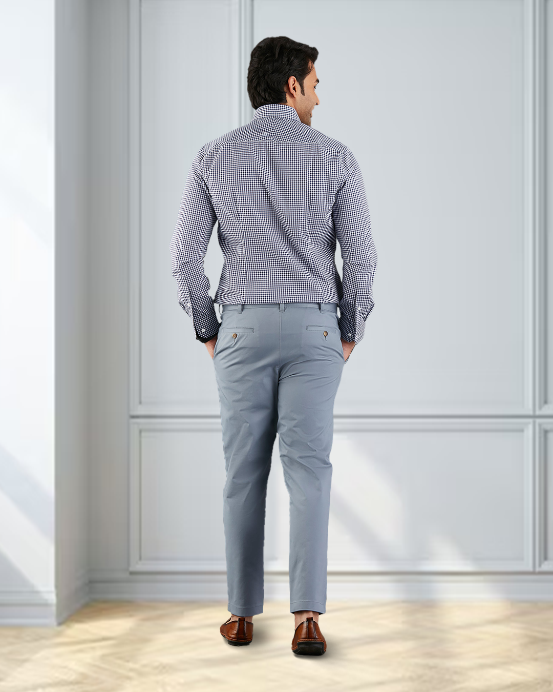 Genua-Chinohose in weichem Blaugrau