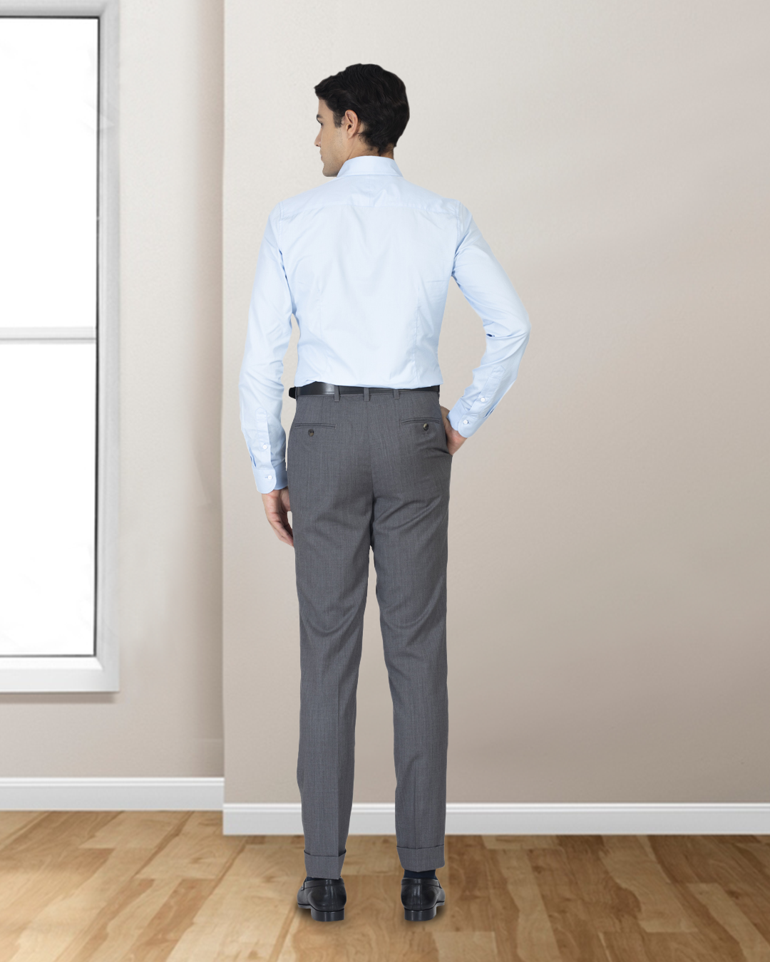 Waschbare Wollhose: Einfarbig Mittelgrau