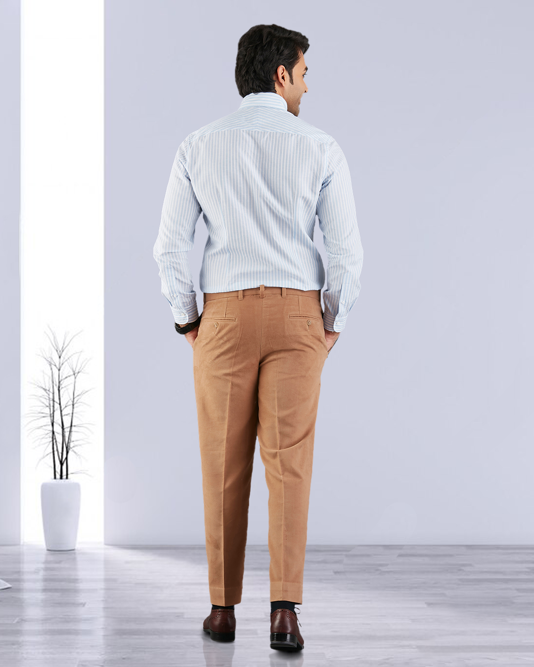 Zegna Camel Brown Cashco Moleskin Anzughose