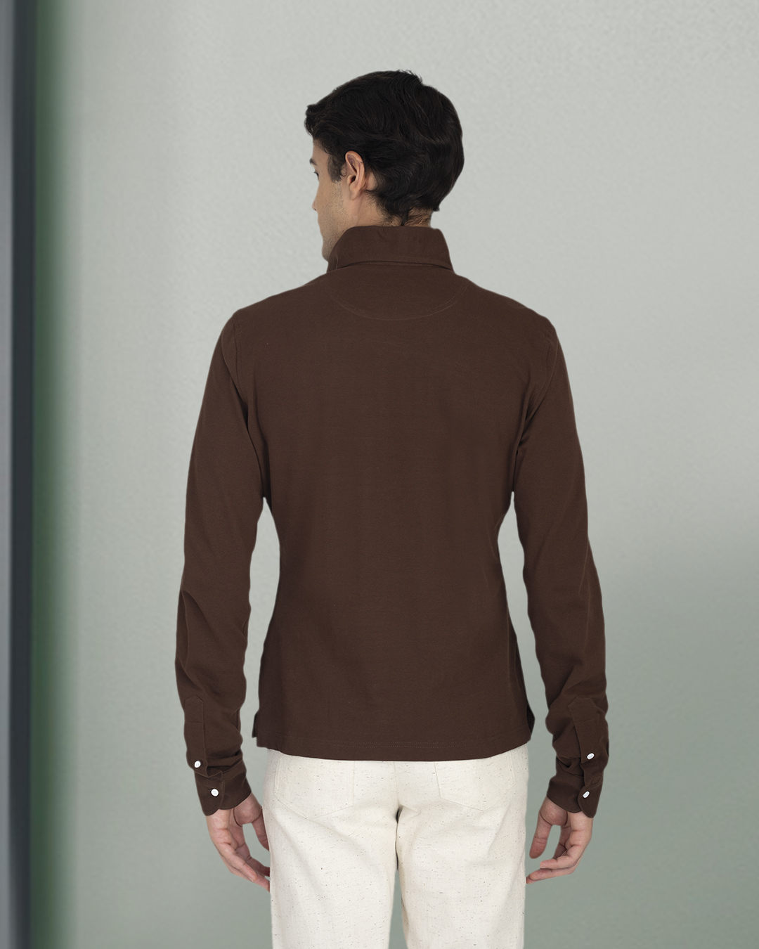 Braunes Piqué-Polo-T-Shirt