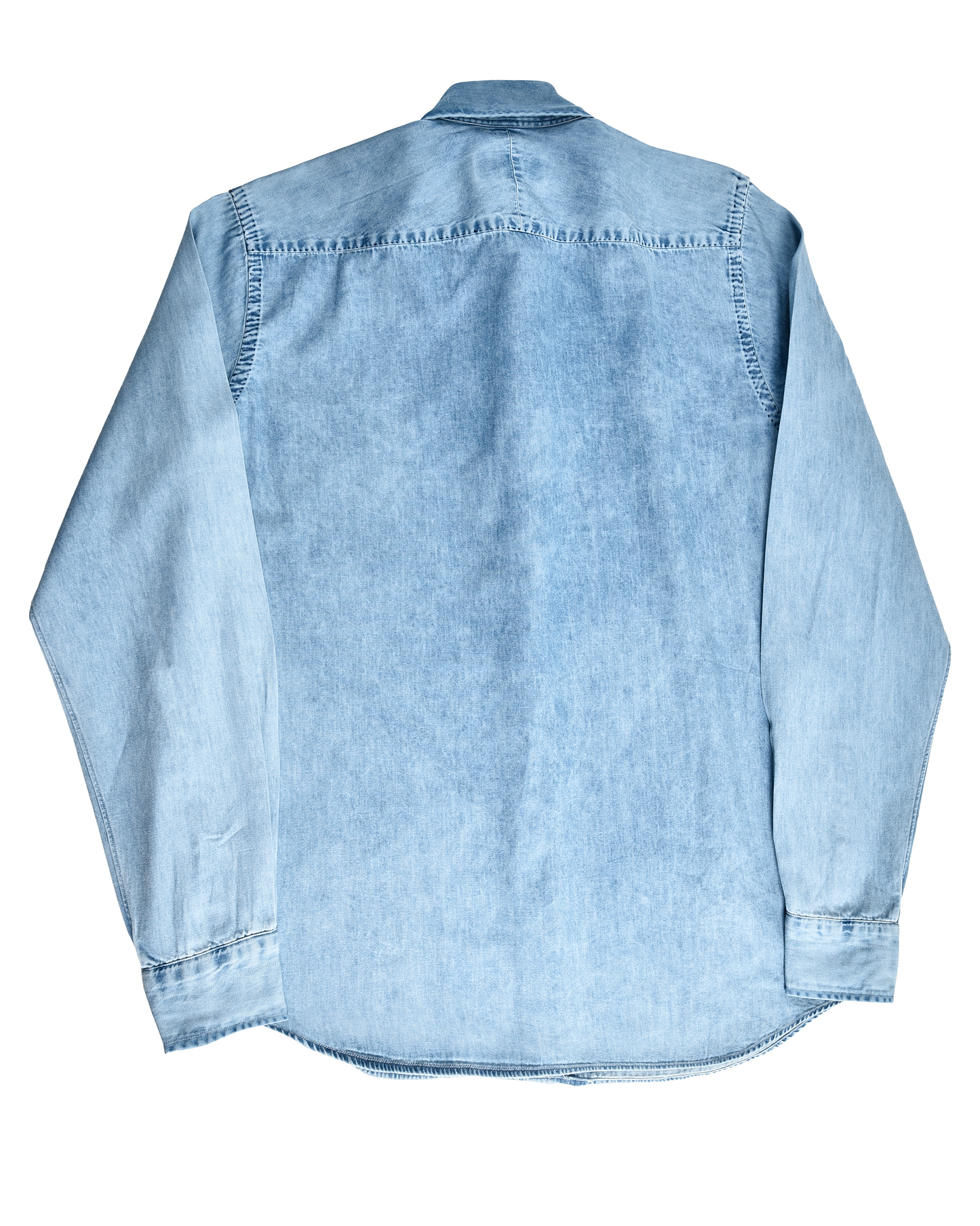 Hellblaues Chambray-Hemd aus Denim mit verwaschenem Muster