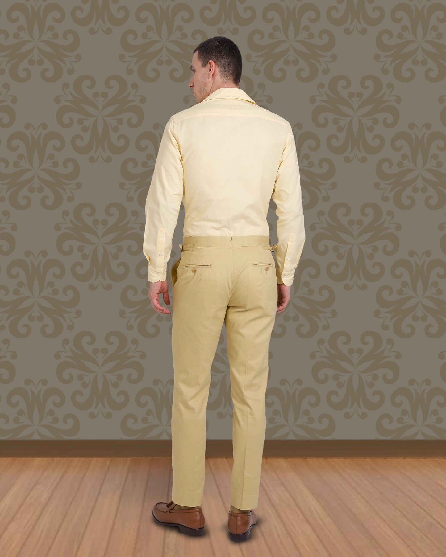 Anzughose aus weichem Twill in sanftem Senfgelb