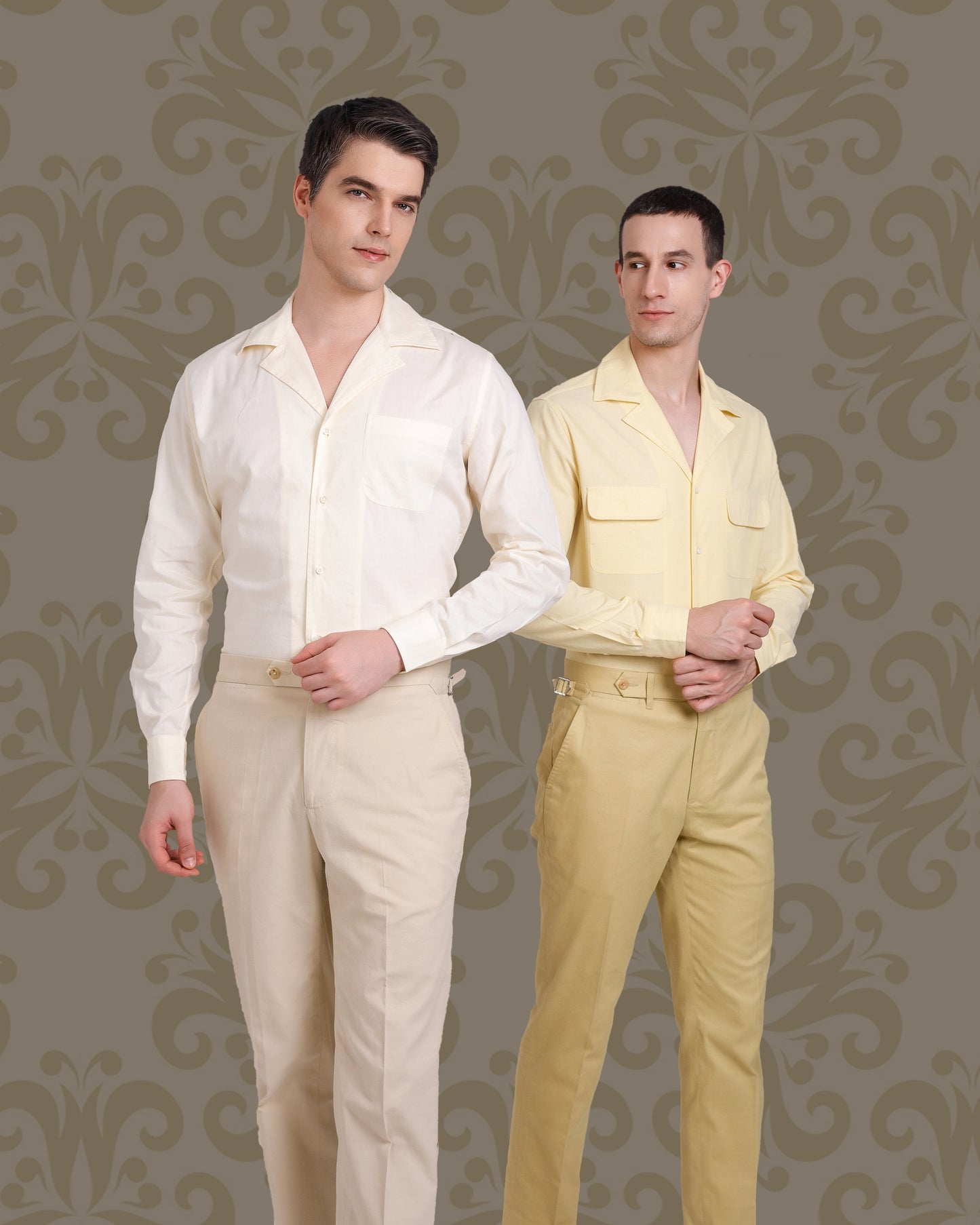 Anzughose aus weichem Twill in sanftem Senfgelb