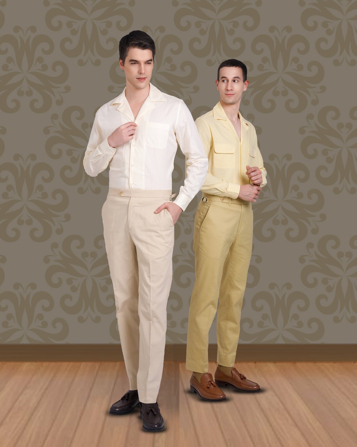 Anzughose aus weichem Twill in sanftem Senfgelb