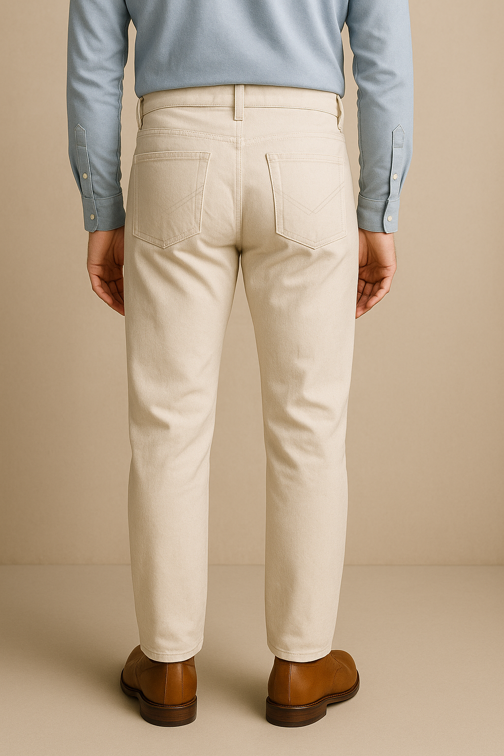 Ecrufarbene Jeans aus Twill-Denim