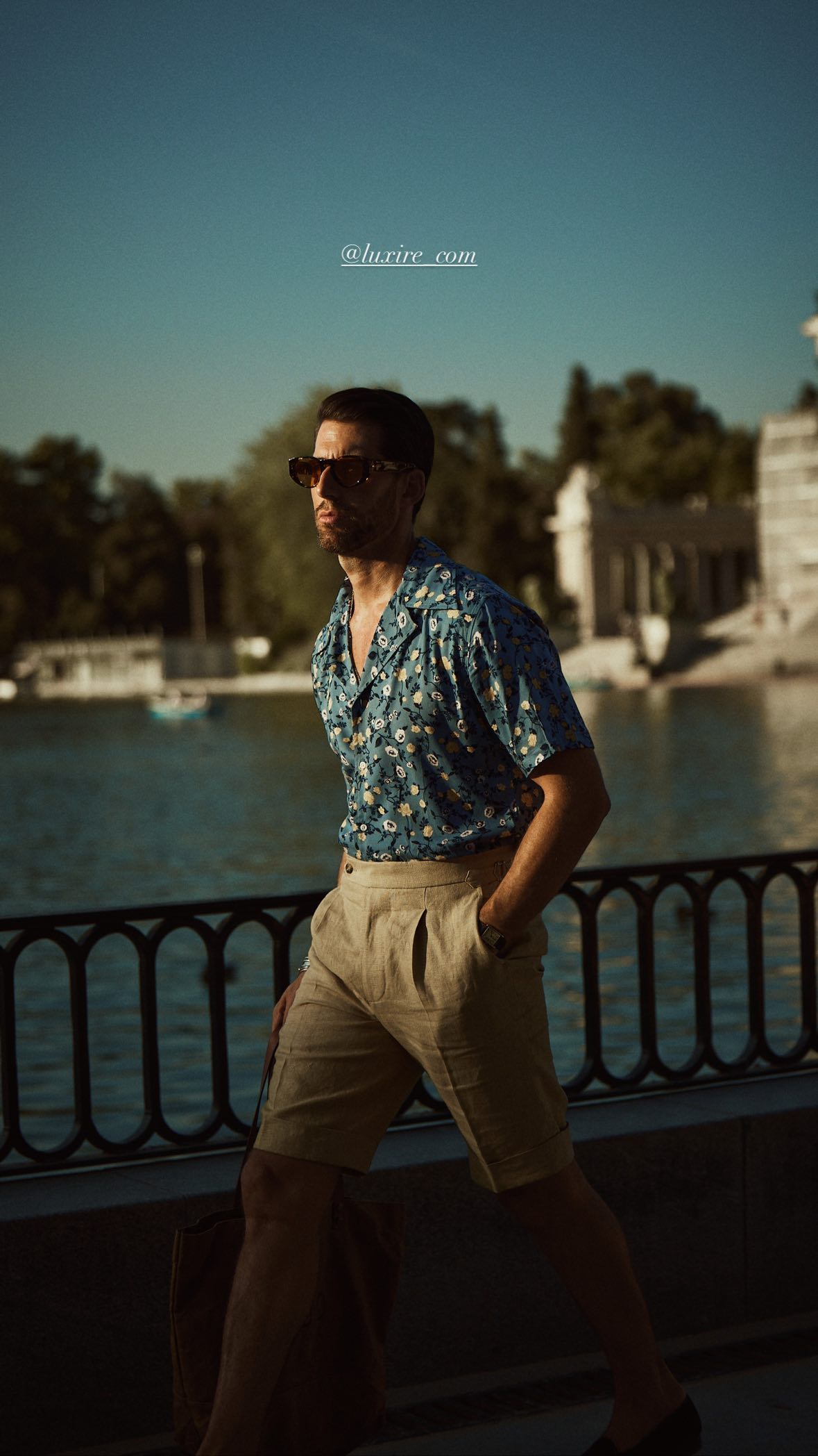 White and Yellow Flower on Light Blue Printed Shirt