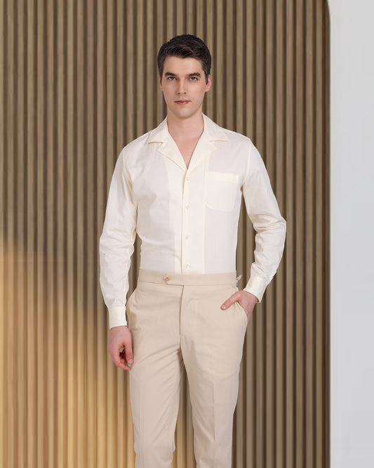 Hemd mit Summer Camp-Kragen in Blassgelb