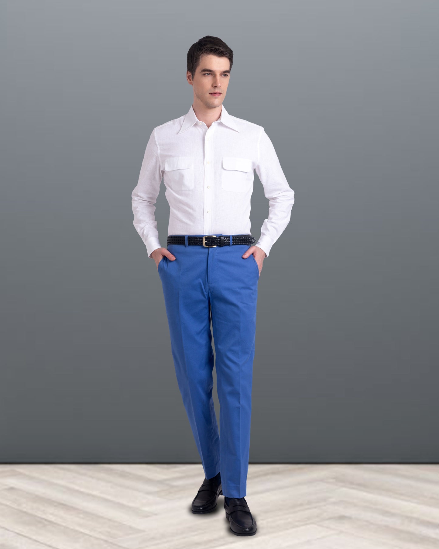 Weißes Fresco Madapolam Chambray Westernhemd