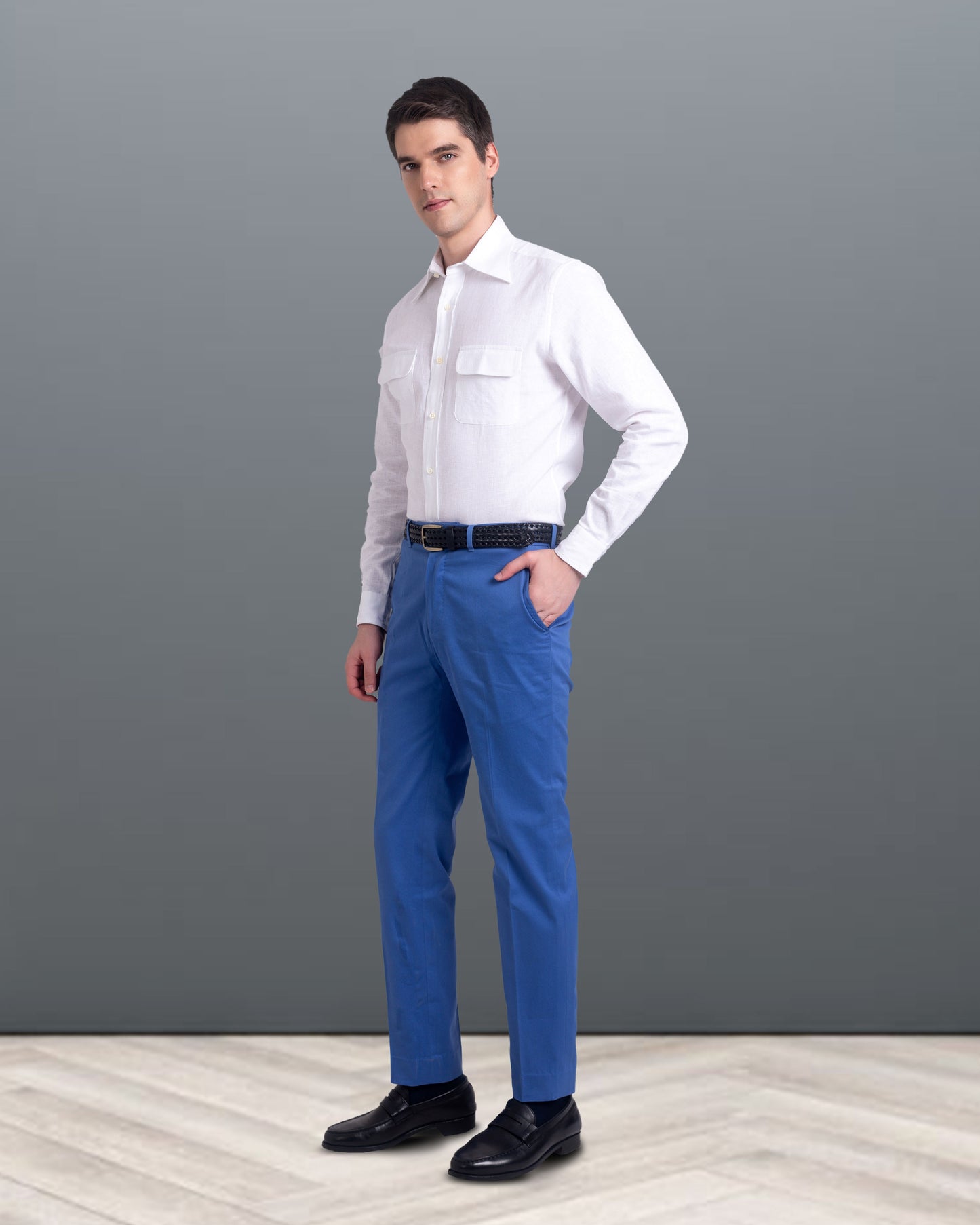 Weißes Fresco Madapolam Chambray Westernhemd