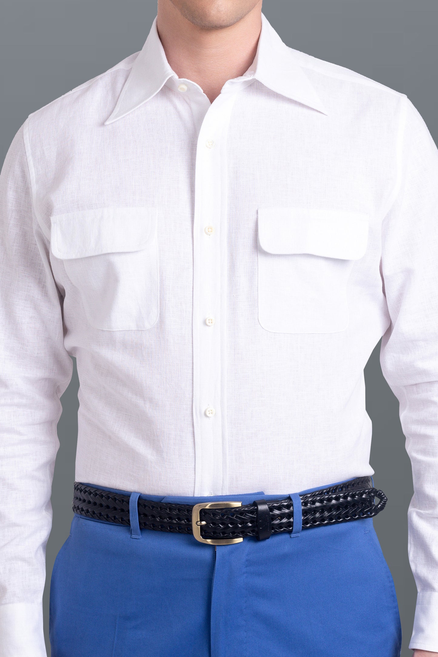 Weißes Fresco Madapolam Chambray Westernhemd