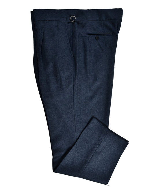 Dugdale Navy Blue Wool Flannel Dress Pant
