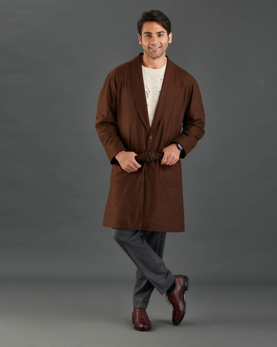 VBC Coffee Brown Flannel Over Coat