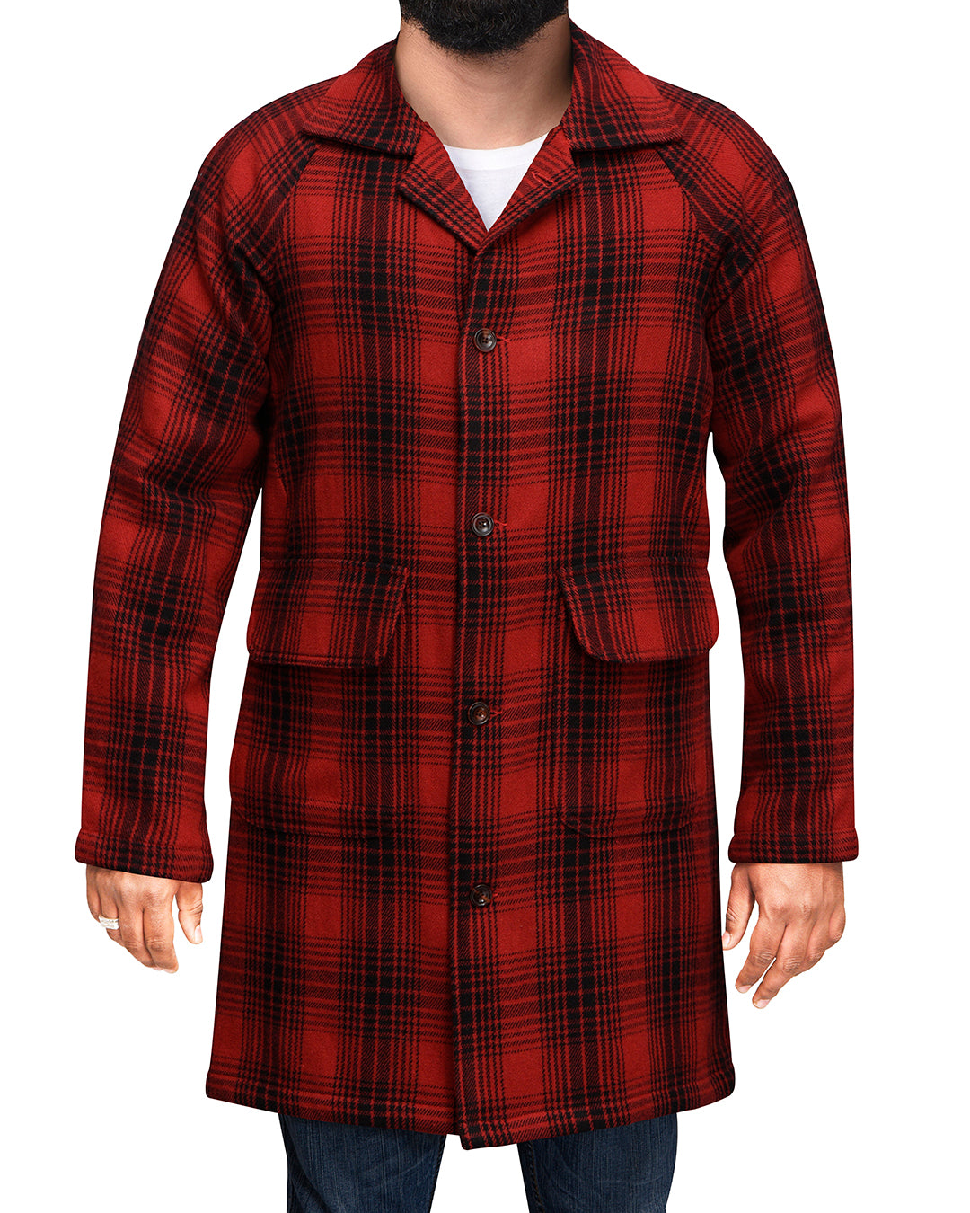 Black plaid wool coat online