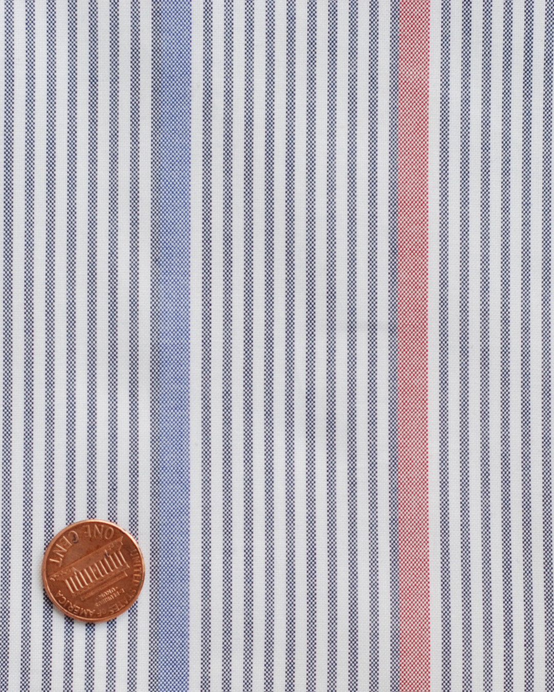 Easy-to-Iron Navy Red White Multi-Stripes Oxford