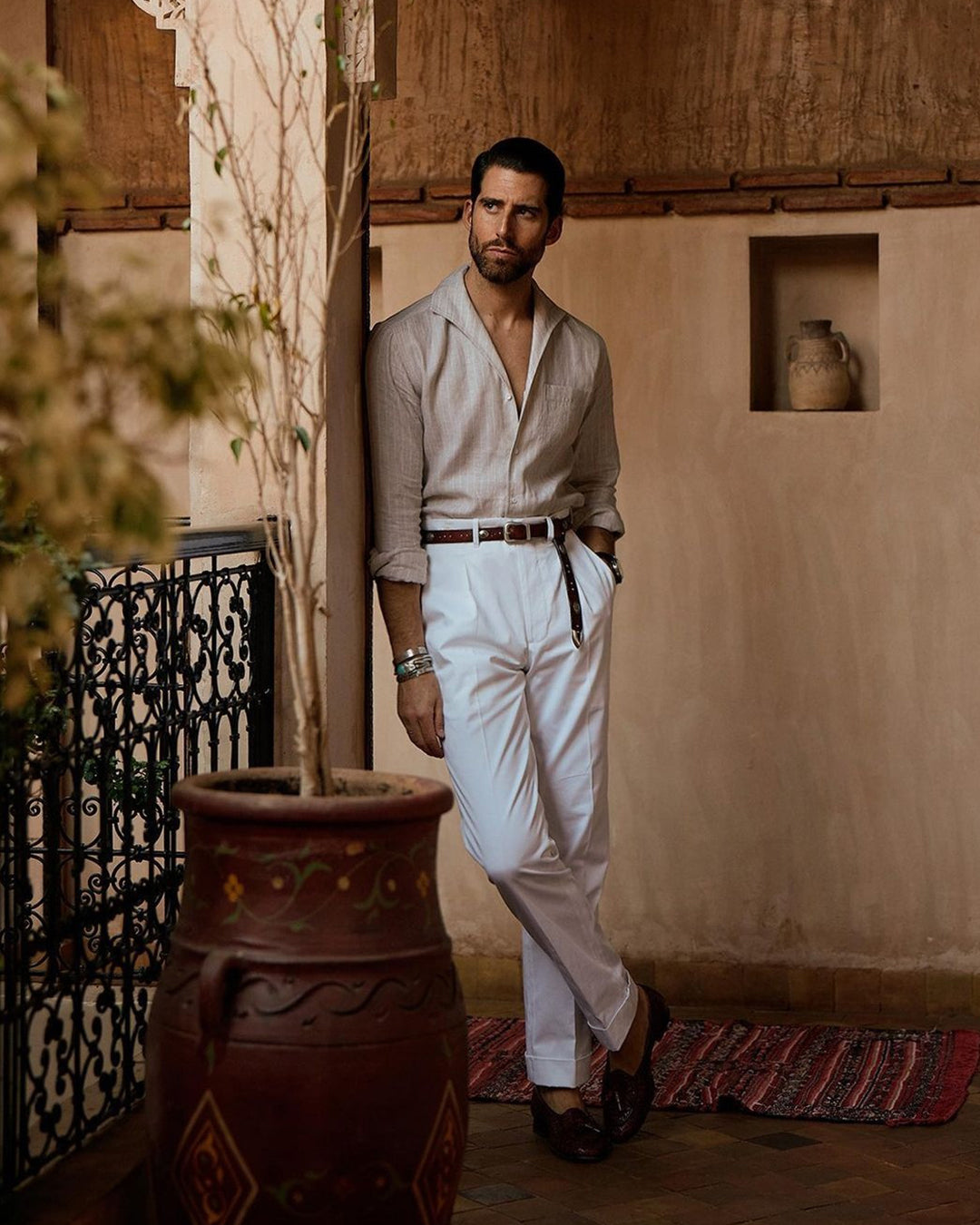 Plissierte Hose aus weißem Twill