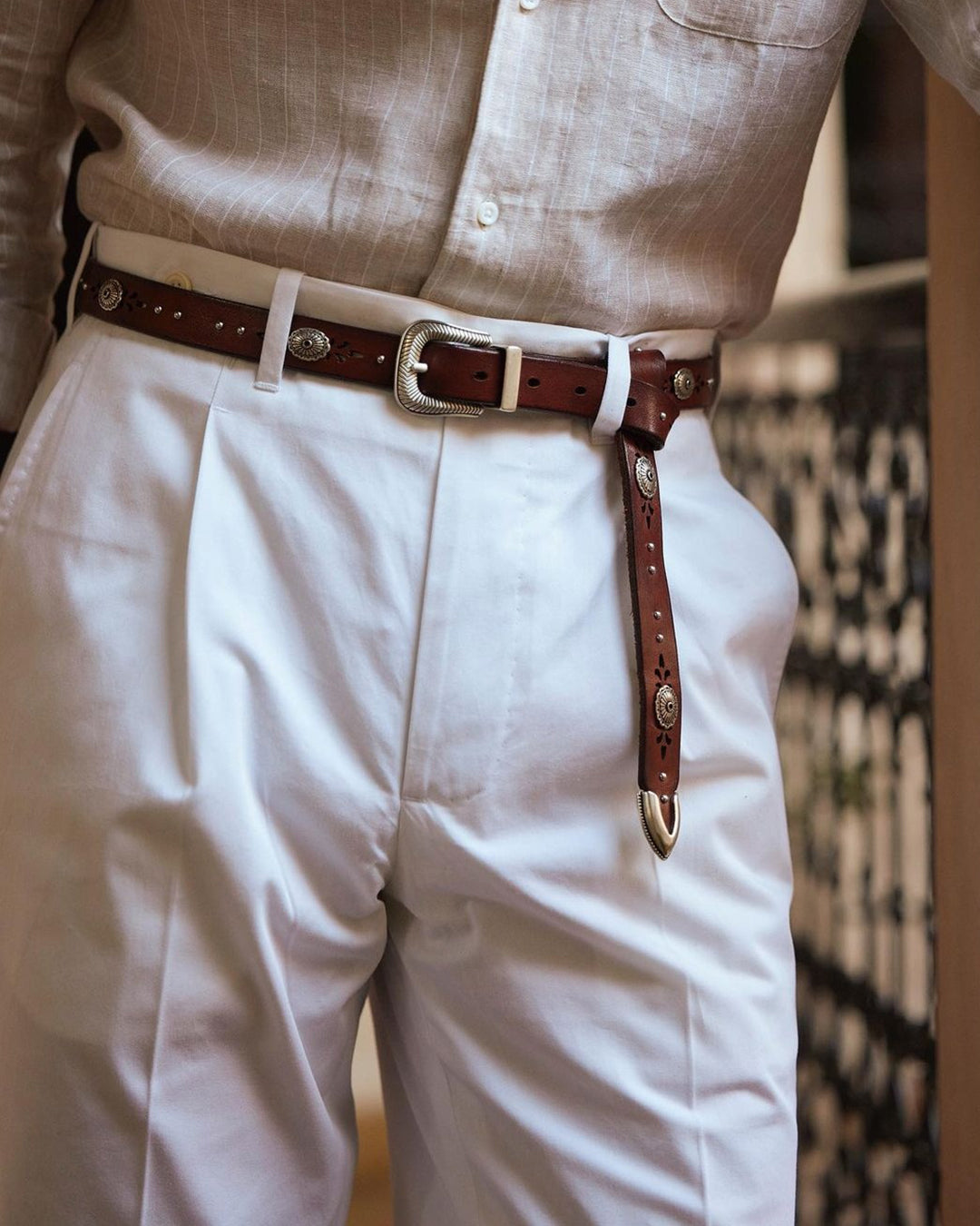 Plissierte Hose aus weißem Twill