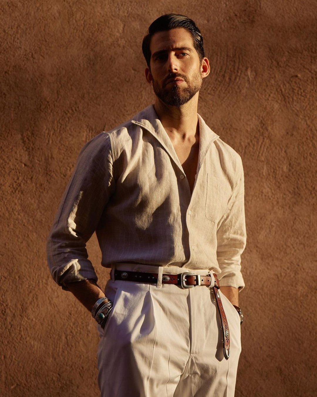 Plissierte Hose aus weißem Twill