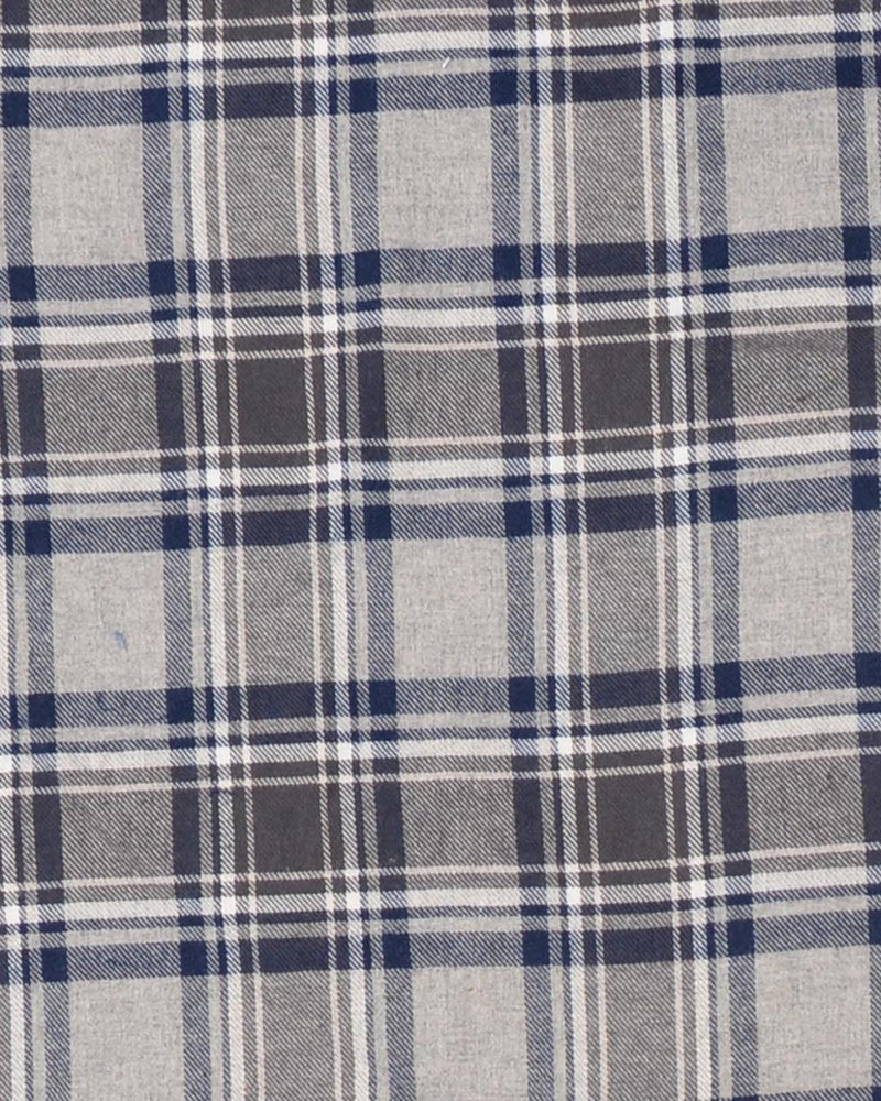 Flanell-Arbeitshemd mit dunklem Möwengrau und Karomuster in Marineblau