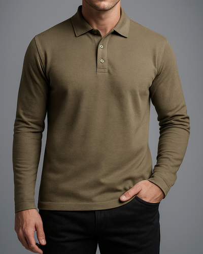 EZS Aria Olive Langarm-Polohemd