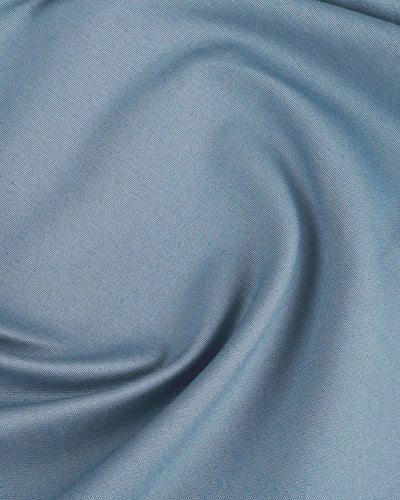 Coton : Chino en sergé bleu pigeon