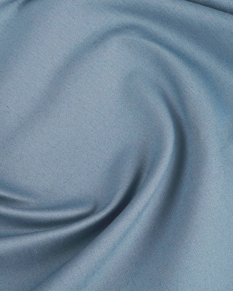 Coton : Chino en sergé bleu pigeon