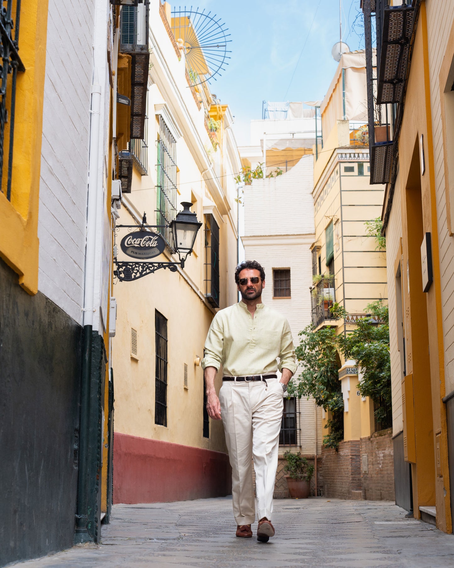 Pleated Sandstone Cotton Twill Pant