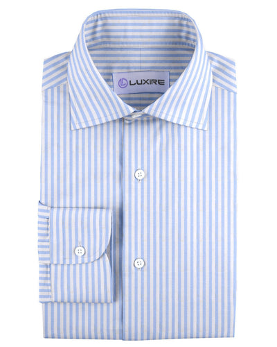 Sommerhemd aus taubenblauem, weißem Candy Stripes Seersucker