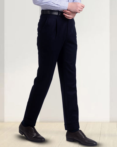 Plissierte Flanellhose Vitale Barberis Canonico in Dunkelmarineblau