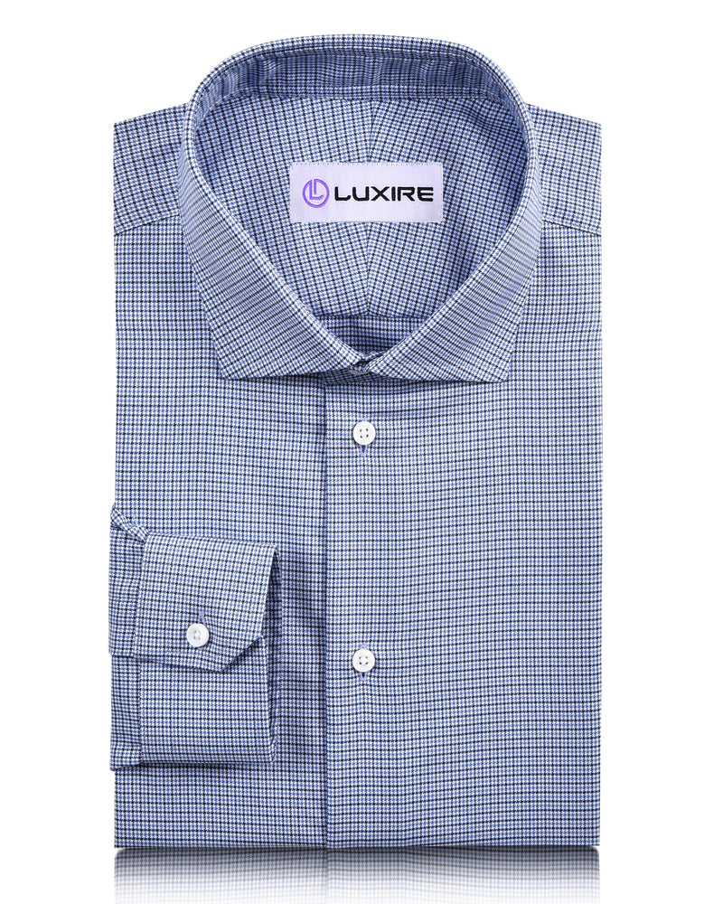 Chemise micro-pied-de-poule bleue et blanche