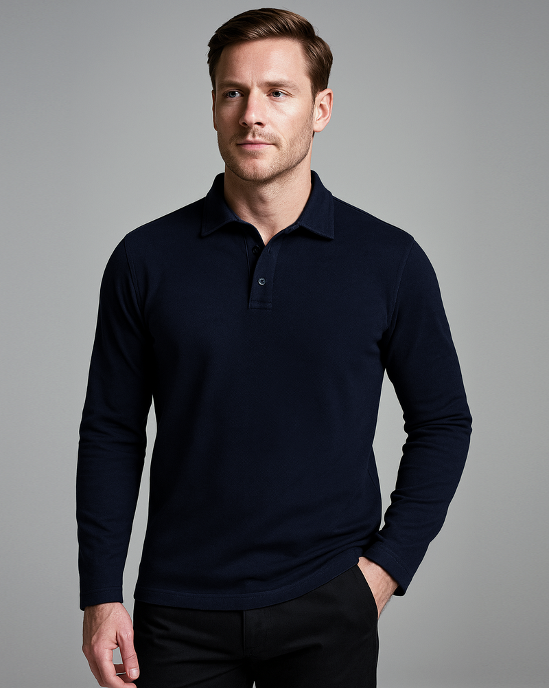 EZS Aria Navy Langarm-Polo