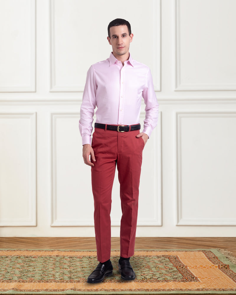 Pantalon en sergé de coton rouge brique Dugdale