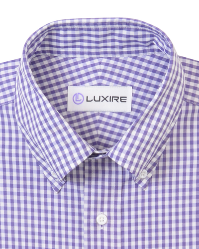 Chemise blanche à carreaux vichy violet foncé