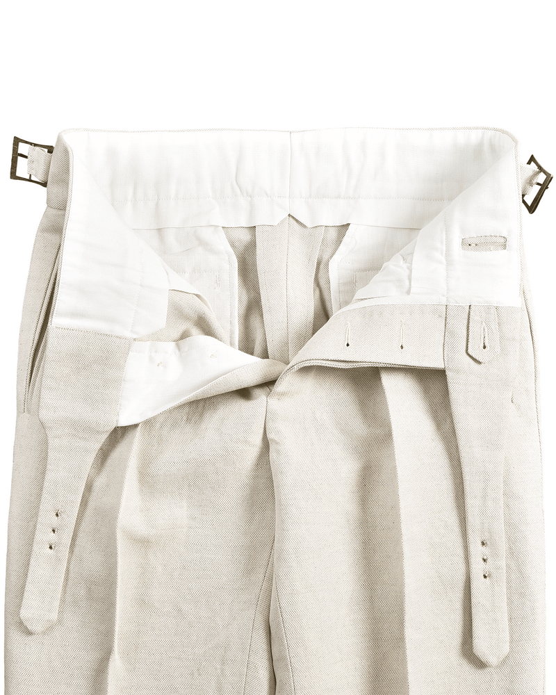 Gurkha Hose Leinen Vintage Creme Birdseye